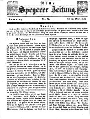 Neue Speyerer Zeitung Samstag 12. März 1842