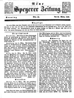 Neue Speyerer Zeitung Sonntag 20. März 1842