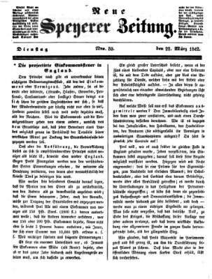 Neue Speyerer Zeitung Dienstag 22. März 1842