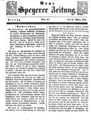 Neue Speyerer Zeitung Freitag 25. März 1842