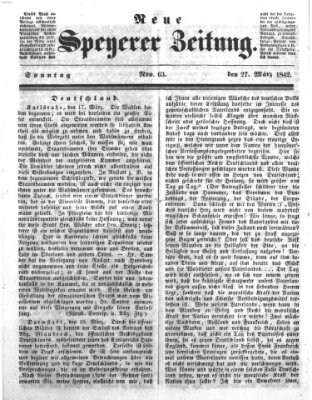 Neue Speyerer Zeitung Sonntag 27. März 1842