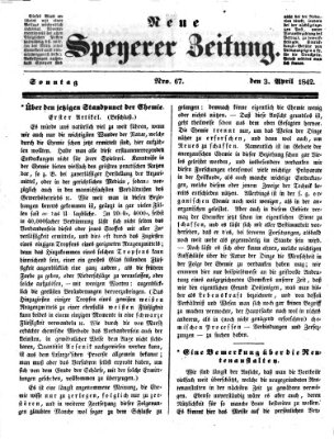 Neue Speyerer Zeitung Sonntag 3. April 1842