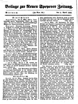 Neue Speyerer Zeitung Mittwoch 6. April 1842