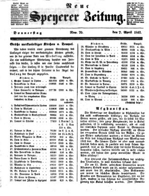 Neue Speyerer Zeitung Donnerstag 7. April 1842