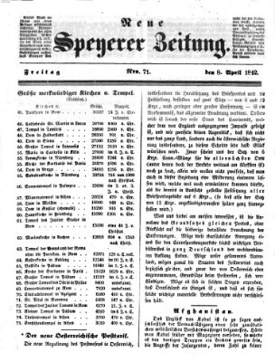 Neue Speyerer Zeitung Freitag 8. April 1842