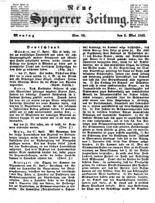 Neue Speyerer Zeitung Montag 2. Mai 1842