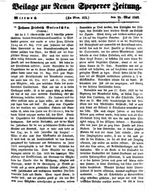 Neue Speyerer Zeitung Mittwoch 25. Mai 1842