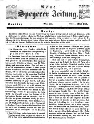 Neue Speyerer Zeitung Samstag 11. Juni 1842