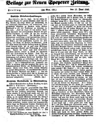 Neue Speyerer Zeitung Freitag 17. Juni 1842