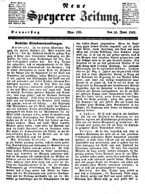 Neue Speyerer Zeitung Donnerstag 16. Juni 1842