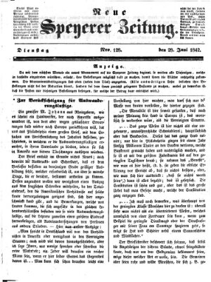 Neue Speyerer Zeitung Dienstag 28. Juni 1842