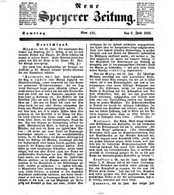 Neue Speyerer Zeitung Samstag 2. Juli 1842