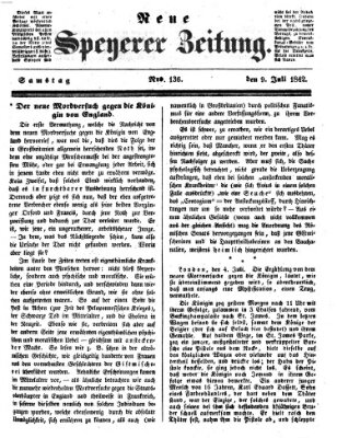 Neue Speyerer Zeitung Samstag 9. Juli 1842