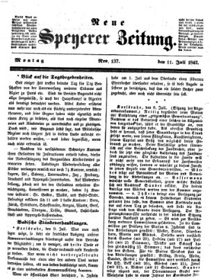 Neue Speyerer Zeitung Montag 11. Juli 1842