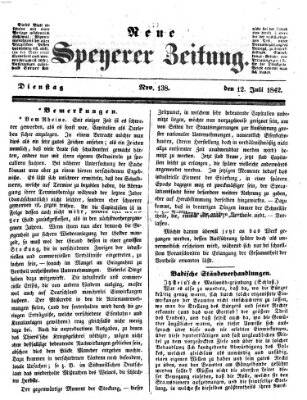 Neue Speyerer Zeitung Dienstag 12. Juli 1842