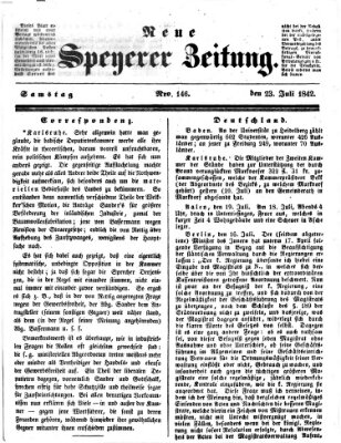 Neue Speyerer Zeitung Samstag 23. Juli 1842