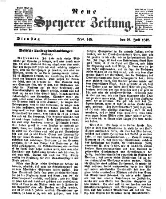 Neue Speyerer Zeitung Dienstag 26. Juli 1842