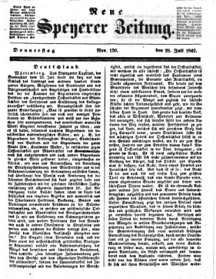 Neue Speyerer Zeitung Donnerstag 28. Juli 1842