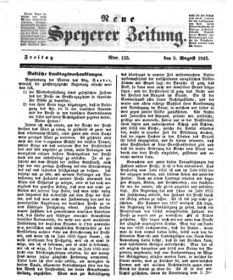 Neue Speyerer Zeitung Freitag 5. August 1842