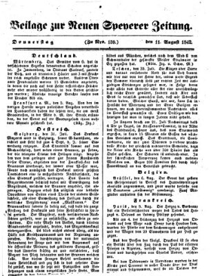 Neue Speyerer Zeitung Donnerstag 11. August 1842