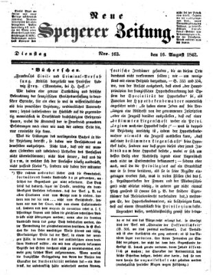 Neue Speyerer Zeitung Dienstag 16. August 1842