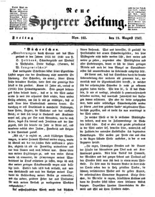 Neue Speyerer Zeitung Freitag 19. August 1842