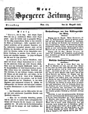 Neue Speyerer Zeitung Dienstag 30. August 1842