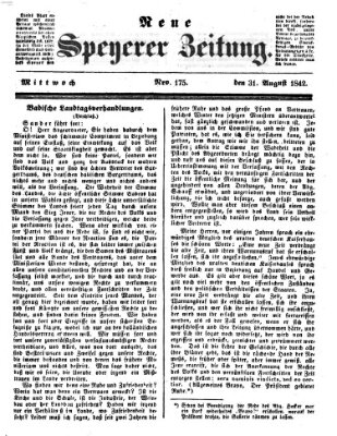 Neue Speyerer Zeitung Mittwoch 31. August 1842