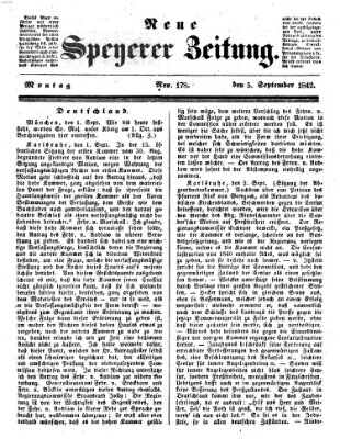 Neue Speyerer Zeitung Montag 5. September 1842