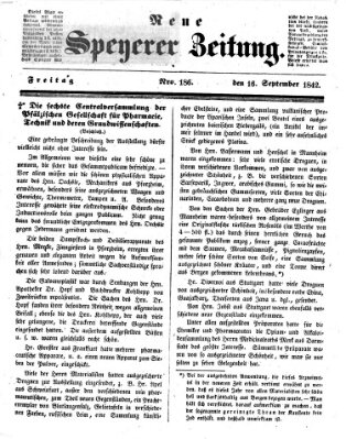 Neue Speyerer Zeitung Freitag 16. September 1842