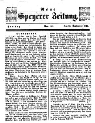 Neue Speyerer Zeitung Freitag 23. September 1842