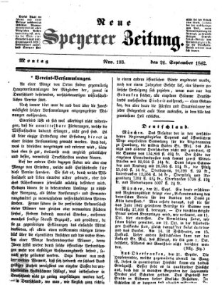 Neue Speyerer Zeitung Montag 26. September 1842