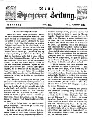 Neue Speyerer Zeitung Samstag 1. Oktober 1842