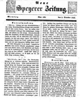 Neue Speyerer Zeitung Montag 3. Oktober 1842