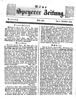 Neue Speyerer Zeitung Freitag 7. Oktober 1842