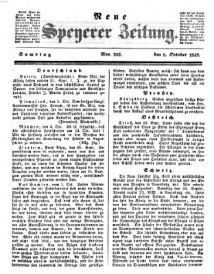 Neue Speyerer Zeitung Samstag 8. Oktober 1842