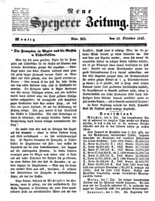 Neue Speyerer Zeitung Montag 10. Oktober 1842