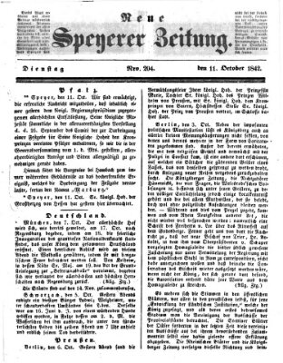 Neue Speyerer Zeitung Dienstag 11. Oktober 1842