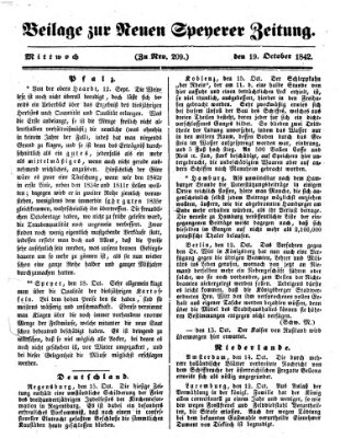 Neue Speyerer Zeitung Mittwoch 19. Oktober 1842