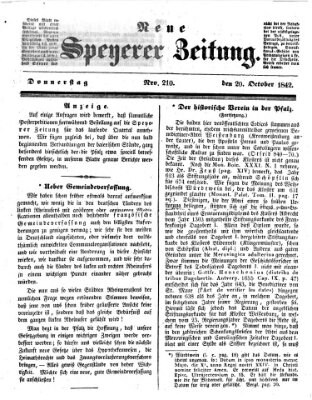 Neue Speyerer Zeitung Donnerstag 20. Oktober 1842