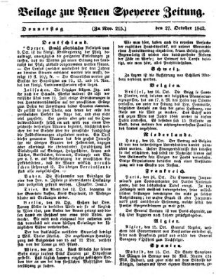 Neue Speyerer Zeitung Donnerstag 27. Oktober 1842