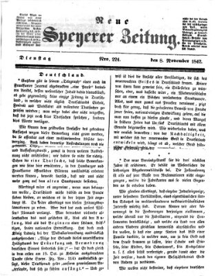 Neue Speyerer Zeitung Dienstag 8. November 1842