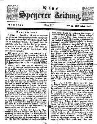 Neue Speyerer Zeitung Samstag 12. November 1842