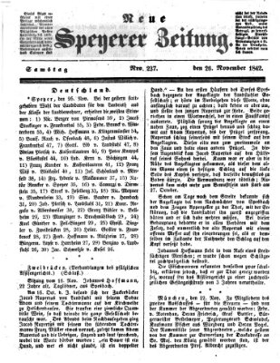 Neue Speyerer Zeitung Samstag 26. November 1842