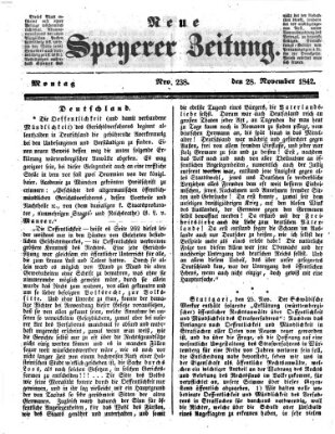 Neue Speyerer Zeitung Montag 28. November 1842