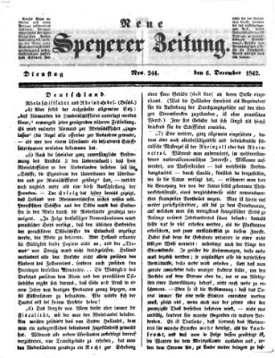 Neue Speyerer Zeitung Dienstag 6. Dezember 1842