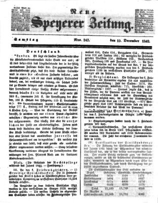 Neue Speyerer Zeitung Samstag 10. Dezember 1842