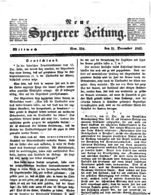 Neue Speyerer Zeitung Mittwoch 21. Dezember 1842