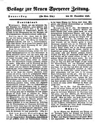 Neue Speyerer Zeitung Donnerstag 22. Dezember 1842