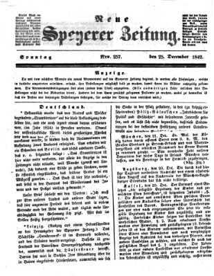 Neue Speyerer Zeitung Sonntag 25. Dezember 1842